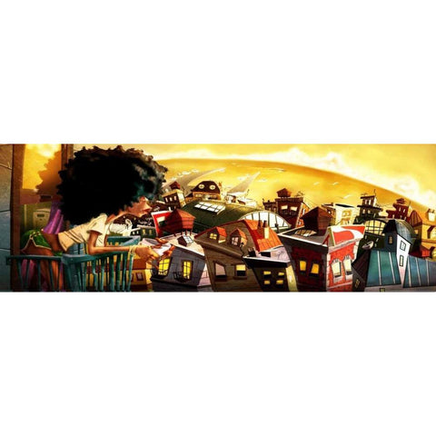 Coffee in the City -2 Black Modern Wood Framed Art Print with Double Matting by Alvez, A. - Perez, A.