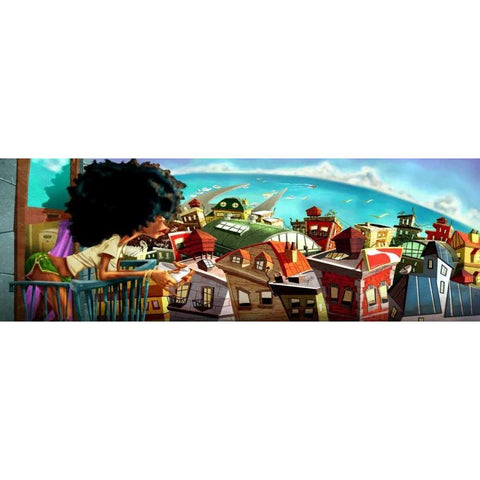 Coffee in the city-1 Gold Ornate Wood Framed Art Print with Double Matting by Alvez, A. - Perez, A.