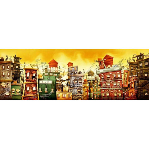 The city 2 White Modern Wood Framed Art Print by Alvez, A. - Perez, A.