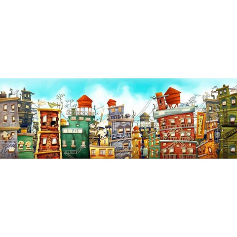 The city 1 Black Modern Wood Framed Art Print by Alvez, A. - Perez, A.