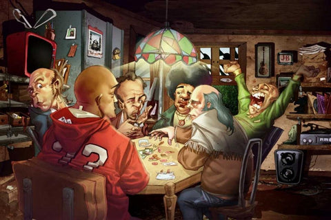 Poker Black Ornate Wood Framed Art Print with Double Matting by Alvez, A. - Perez, A.