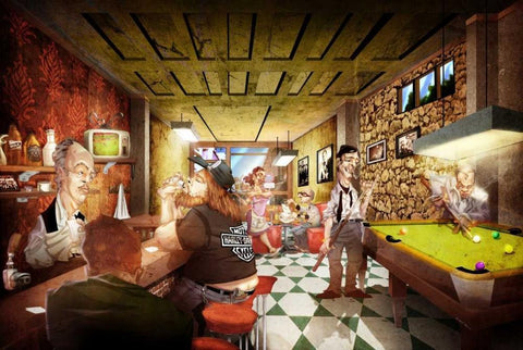 Nine Ball Black Ornate Wood Framed Art Print with Double Matting by Alvez, A. - Perez, A.