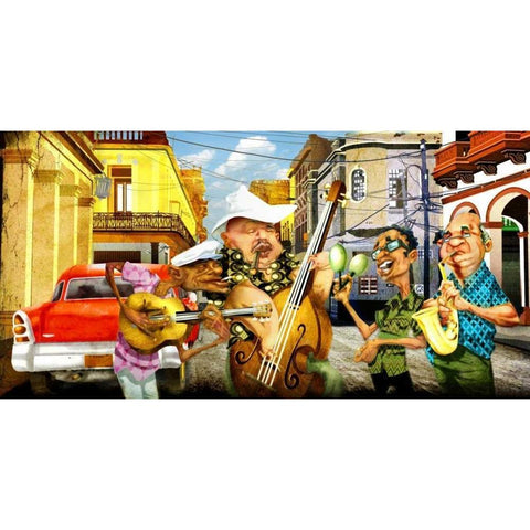 Habanas Band Gold Ornate Wood Framed Art Print with Double Matting by Alvez, A. - Perez, A.