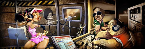 Recording Studio White Modern Wood Framed Art Print with Double Matting by Alvez, A. - Perez, A.