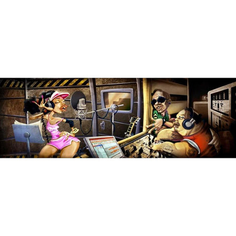 Recording Studio Gold Ornate Wood Framed Art Print with Double Matting by Alvez, A. - Perez, A.