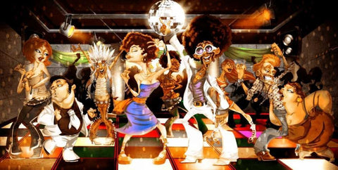 Disco Club -1 Black Ornate Wood Framed Art Print with Double Matting by Alvez, A. - Perez, A.