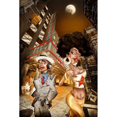 Ray City Black Modern Wood Framed Art Print with Double Matting by Alvez, A. - Perez, A.