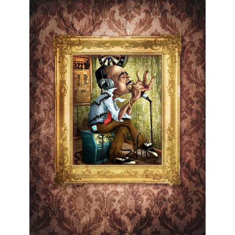 Bluesman 2A Black Modern Wood Framed Art Print with Double Matting by Alvez, A. - Perez, A.