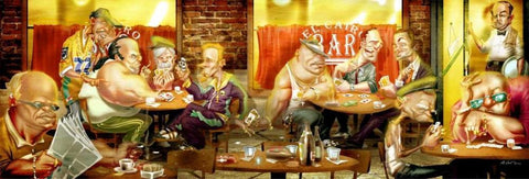 The Players White Modern Wood Framed Art Print with Double Matting by Alvez, A. - Perez, A.