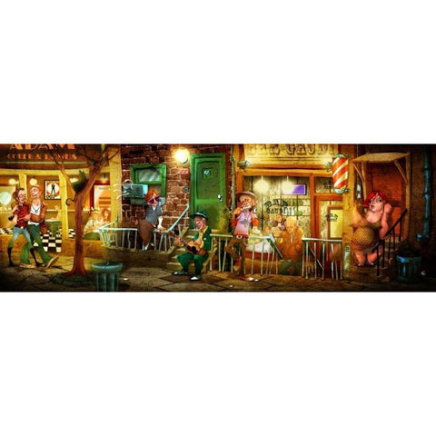 BCN Street Black Modern Wood Framed Art Print with Double Matting by Alvez, A. - Perez, A.