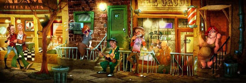 BCN Street White Modern Wood Framed Art Print with Double Matting by Alvez, A. - Perez, A.