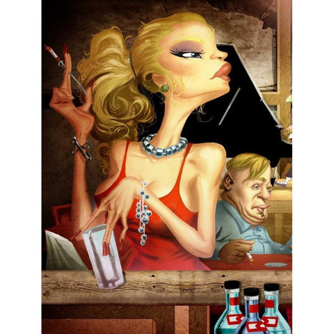 Girl Jam Session Black Modern Wood Framed Art Print with Double Matting by Alvez, A. - Perez, A.