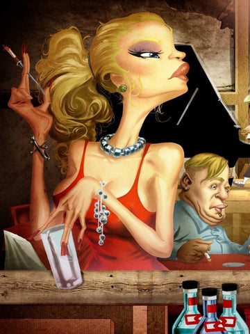 Girl Jam Session Black Ornate Wood Framed Art Print with Double Matting by Alvez, A. - Perez, A.