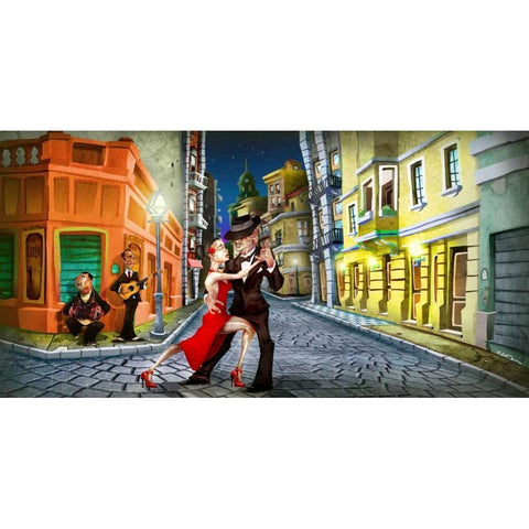 Tango color Black Modern Wood Framed Art Print with Double Matting by Alvez, A. - Perez, A.