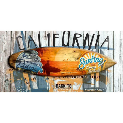 Surf 01 Black Modern Wood Framed Art Print with Double Matting by Art Made 4 u