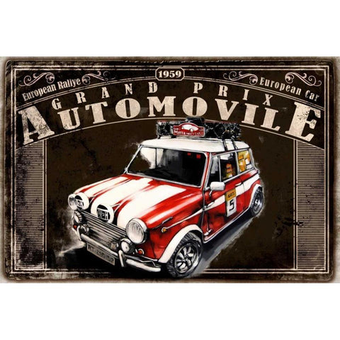 Grand Prix Automovile Black Gold Ornate Wood Framed Art Print with Double Matting by Sola, Bresso