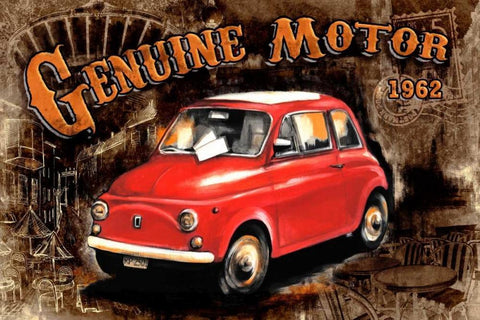 Car Genuine Motor Black White Modern Wood Framed Art Print with Double Matting by Sola, Bresso