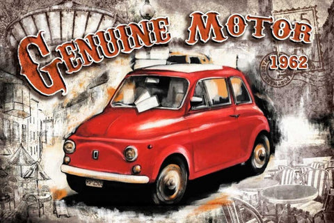 Car Genuine Motor White White Modern Wood Framed Art Print with Double Matting by Sola, Bresso