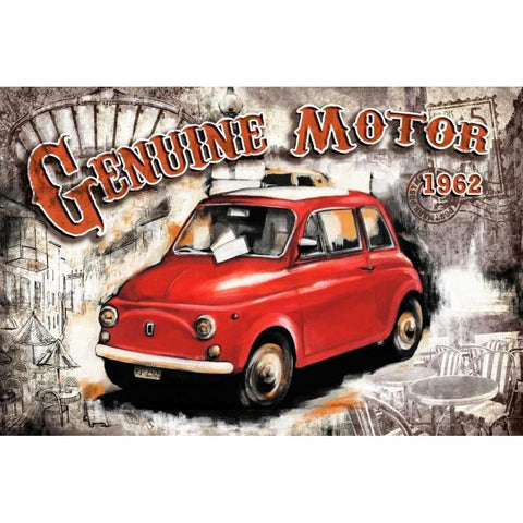 Car Genuine Motor White Black Modern Wood Framed Art Print by Sola, Bresso