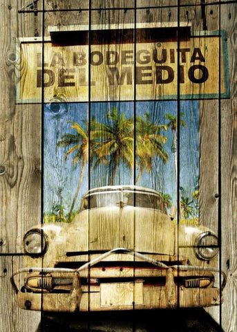 La Bodeguita -1 White Modern Wood Framed Art Print with Double Matting by Sola, Bresso