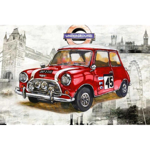London Car Black Modern Wood Framed Art Print by Sola, Bresso