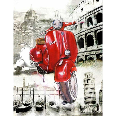 The Beautiful Motorbike White Modern Wood Framed Art Print by Sola, Bresso