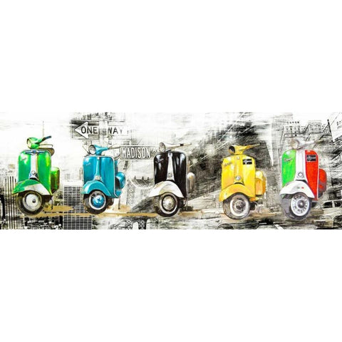 Vespa in NY White Modern Wood Framed Art Print by Sola, Bresso