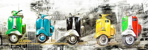 Vespa in NY White Modern Wood Framed Art Print with Double Matting by Sola, Bresso