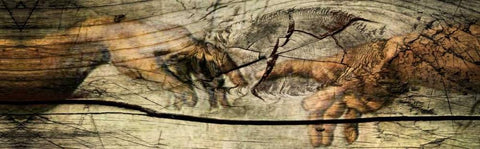 God and Adan Black Ornate Wood Framed Art Print with Double Matting by Sola, Bresso