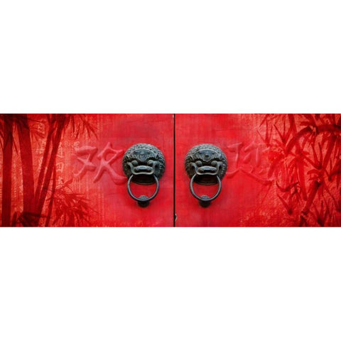 Red Door Black Modern Wood Framed Art Print by Sola, Bresso