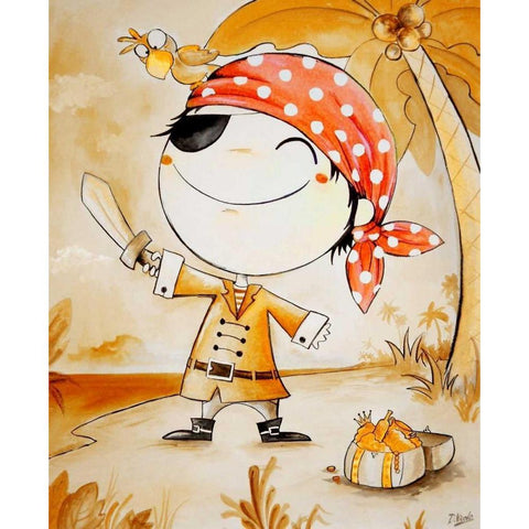 Pirate Black Modern Wood Framed Art Print with Double Matting by Vicedo, Diana