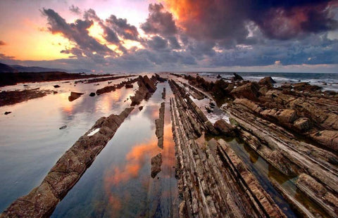 Wild coast 843 White Modern Wood Framed Art Print with Double Matting by Palacios, J.A.