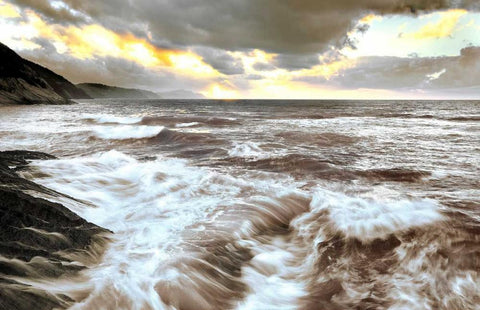 Sea twilight 842 White Modern Wood Framed Art Print with Double Matting by Palacios, J.A.