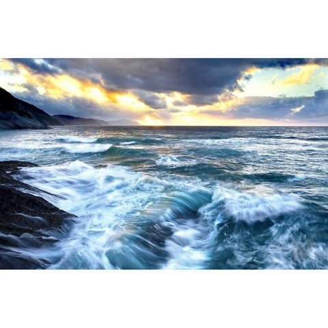 Sea twilight 839 Gold Ornate Wood Framed Art Print with Double Matting by Palacios, J.A.