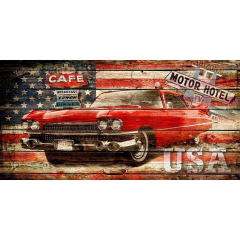 USA Collage 2 Black Modern Wood Framed Art Print by Robins, John H.