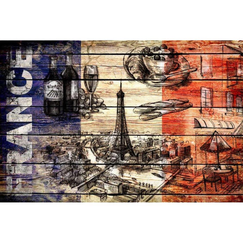 France Collage 03.02 Black Modern Wood Framed Art Print by Robins, John H.