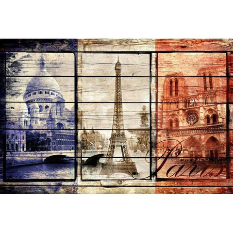 France Collage 02.02 Black Modern Wood Framed Art Print with Double Matting by Robins, John H.