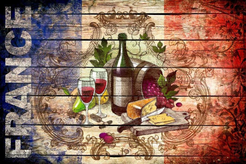 France Collage 01.02 Black Ornate Wood Framed Art Print with Double Matting by Robins, John H.