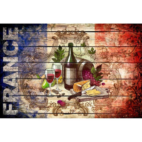 France Collage 01.02 Gold Ornate Wood Framed Art Print with Double Matting by Robins, John H.