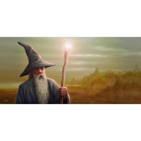 The Wizard White Modern Wood Framed Art Print by Martin, Jose Luis