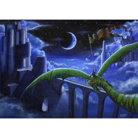 Castles in the Sky White Modern Wood Framed Art Print by Martin, Jose Luis