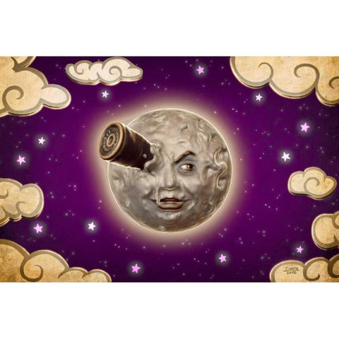 A Trip to the Moon-Violet Gold Ornate Wood Framed Art Print with Double Matting by Martin, Jose Luis