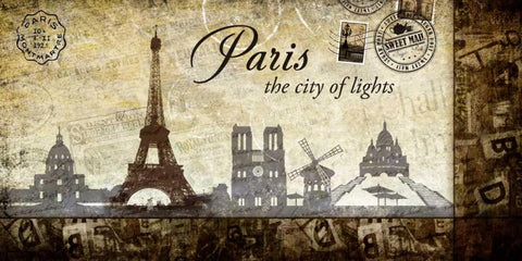 Collage Paris 02 White Modern Wood Framed Art Print with Double Matting by Robert, Paul