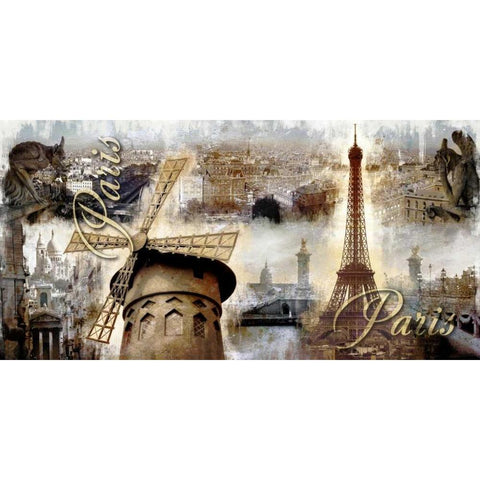 Collage Paris 03 White Modern Wood Framed Art Print by Robert, Paul