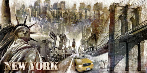 New York 02 White Modern Wood Framed Art Print with Double Matting by Robert, Paul