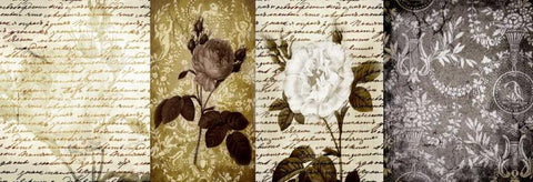 Collage Vintage I White Modern Wood Framed Art Print with Double Matting by Willow, Susan P.