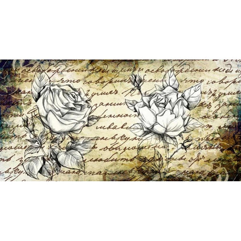 Retro Roses II Black Modern Wood Framed Art Print by Willow, Susan P.