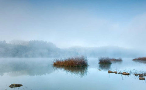 Blue dreams White Modern Wood Framed Art Print with Double Matting by Vera, Urtzi