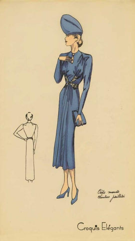 Ladies Fashion III Black Ornate Wood Framed Art Print with Double Matting by Unknown