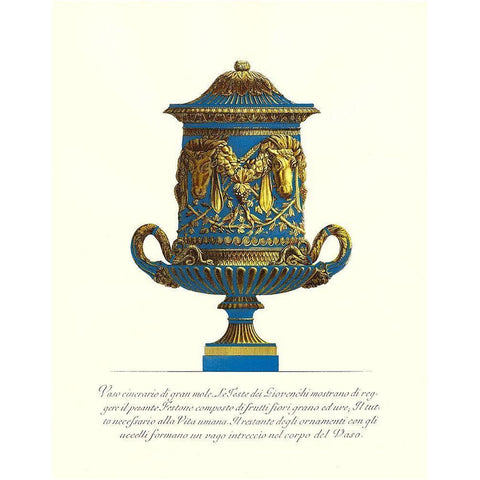 Blue Urn I Gold Ornate Wood Framed Art Print with Double Matting by Piranesi